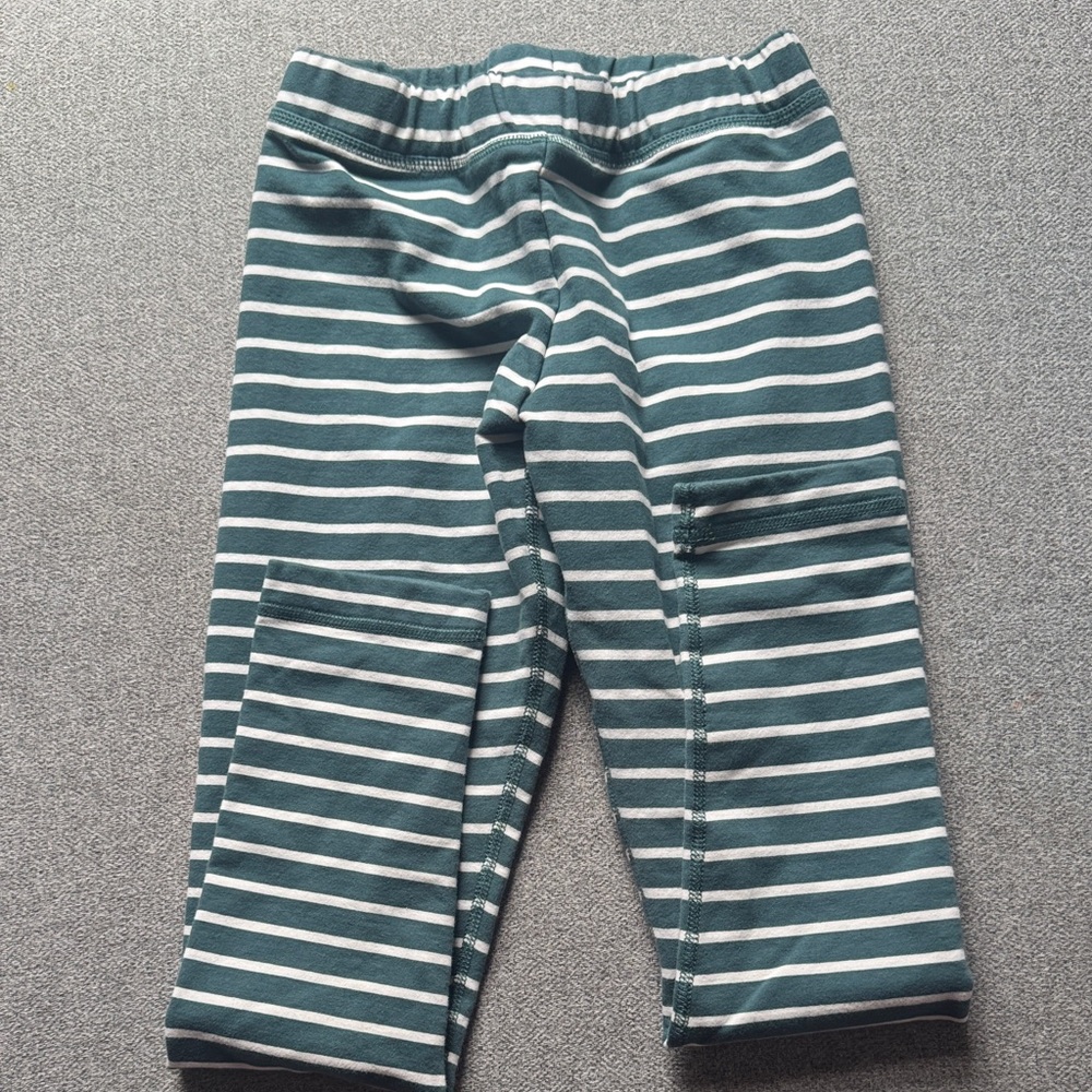 3/$15- Striped Green & White Kids Leggings